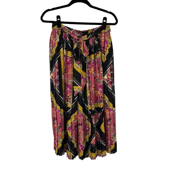 Apt. 9 Pink Floral Yellow Mixed Print Boho Pleated Midi Skirt Sz S Women’s - Picture 1 of 9